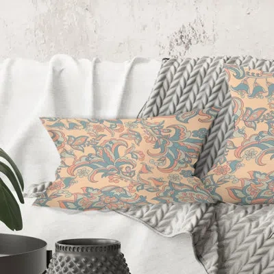 Design Art Retro Indian Floral Batik Ii - Mid-century Modern Printed Throw Pillow