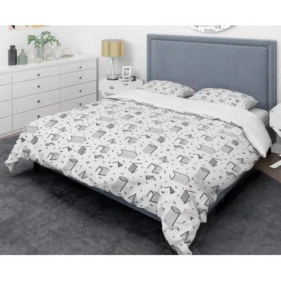 Design Art Retro Iv Mid-century Duvet Cover Set In White,black