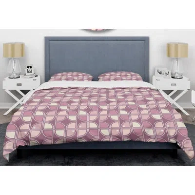 Design Art Retro Mid-century Duvet Cover Set In Pink