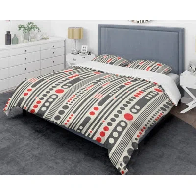 Design Art Retro  Minimal Ii Mid-century Duvet Cover Set In Black