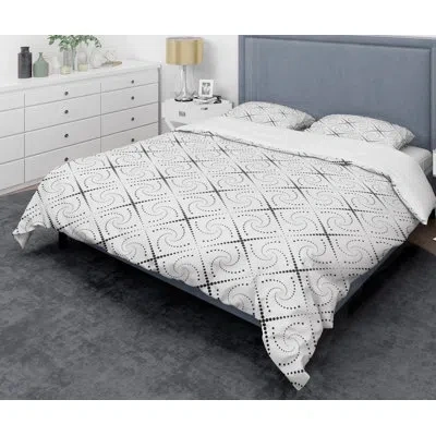 Design Art Retro  Minimal Iii Mid-century Duvet Cover Set In Gray