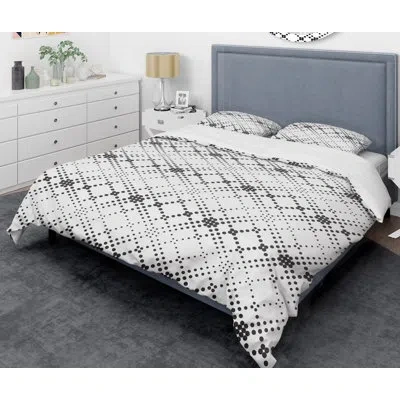 Design Art Retro  Minimal Ix Mid-century Duvet Cover Set In Black