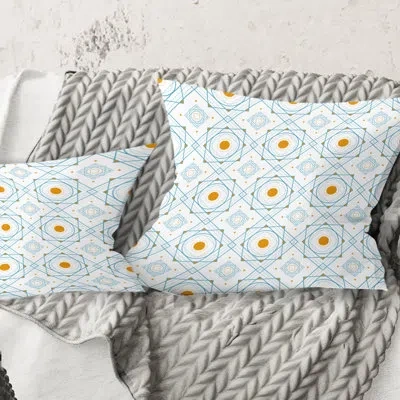Design Art Retro Minimal Patttern In Orange And Bluye - Mid-century Modernprinted Throw Pillow In Blue;orange