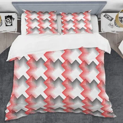 Design Art Retro  Minimal Viii Mid-century Duvet Cover Set In Red
