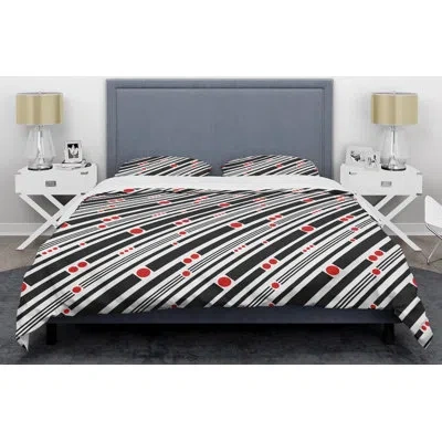 Design Art Retro  Minimal Xii Mid-century Duvet Cover Set In Black