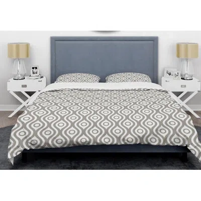Design Art Retro  Minimal Xii Mid-century Duvet Cover Set In Gray
