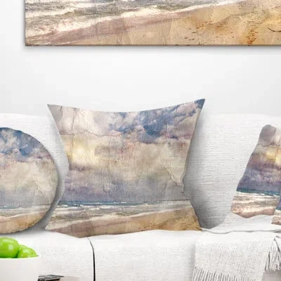 Design Art Retro Ocean Watercolor - Sea & Shore Printed Pillow