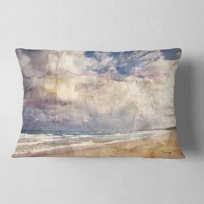 Design Art Retro Ocean Watercolor - Sea & Shore Printed Throw Pillow