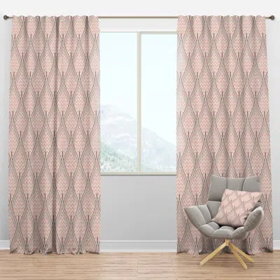 Design Art Retro Ornament With Decorative Elements - Mid-century Curtain - Velvet Room Darkening - 1 Panel