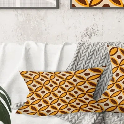 Design Art Retro Ornamental Design V - Mid-century Modern Printed Throw Pillow
