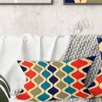 Design Art Retro Ornamental Design Vi - Mid-century Modern Printed Throw Pillow