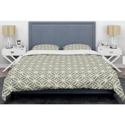 Design Art Retro Ornamental Ii Mid-century Duvet Cover Set In Green