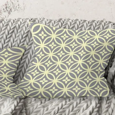Design Art Retro Ornamental Pattern Ii - Mid-century Modernprinted Throw Pillow In Green