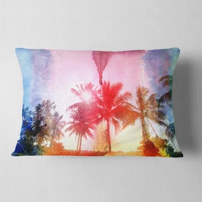 Design Art Retro Palm Trees Long View - Forest Printed Pillow