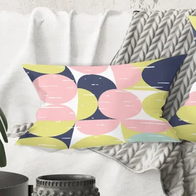 Design Art Retro Pastel Circular Pattern I - Mid-century Modern Printed Throw Pillow