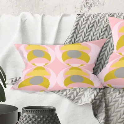 Design Art Retro Pastel Circular Pattern Iv - Mid-century Modern Printed Throw Pillow