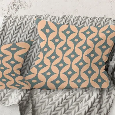Design Art Retro Pattern Abstract Design Iv - Mid-century Modernprinted Throw Pillow In Green
