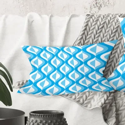 Design Art Retro Pattern Abstract Design Vi - Mid-century Modern Printed Throw Pillow In Blue