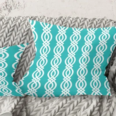 Design Art Retro Pattern Abstract Design Vii - Mid-century Modernprinted Throw Pillow In Blue