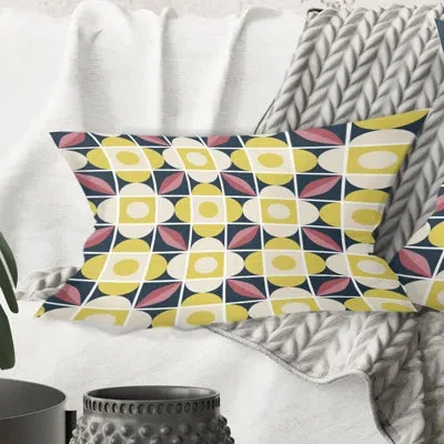 Design Art Retro Pattern In Mosaic Style - Mid-century Modern Printed Throw Pillow