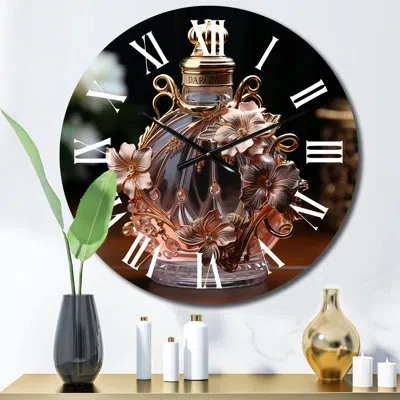 Design Art Retro Perfume Bottle Exquisite Design I Metal Wall Clock In Black;gray;pink