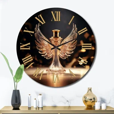 Design Art Retro Perfume Bottle Exquisite Design Ii Metal Wall Clock In Gold