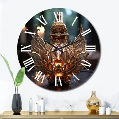 Design Art Retro Perfume Bottle Exquisite Design V Metal Wall Clock In Gold