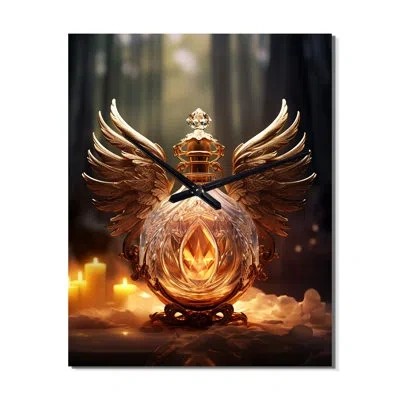 Design Art Retro Perfume Bottle Exquisite Design X - Perfumes Wall Clock Oversized In Gold
