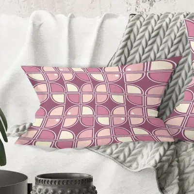 Design Art Retro Purple Pink Desing - Mid-century Modernprinted Throw Pillow