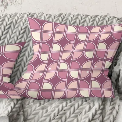 Design Art Retro Purple Pink Desing - Mid-century Modernprinted Throw Pillow