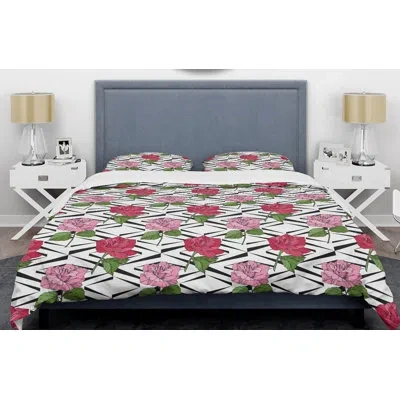 Design Art Retro Red Roses Mid-century Duvet Cover Set