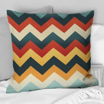 Design Art Retro Revival Chevron Pattern Ii - Chevron Polyester Throw Pillow In Blue;black;brown;green;red;yellow