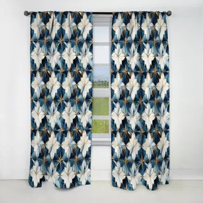 Design Art Retro Revival Marble Pattern I - Abstract Marble Curtain - Blackout Marble Curtain - 1 Panels In White;teal