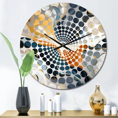Design Art Retro Revival Marble Pattern - Marble  Wall Clock In White;orange