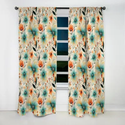 Design Art Retro Revival Of Vintage Flowers Expression - Floral Curtain - Blackout Curtain - 1 Panels In Green