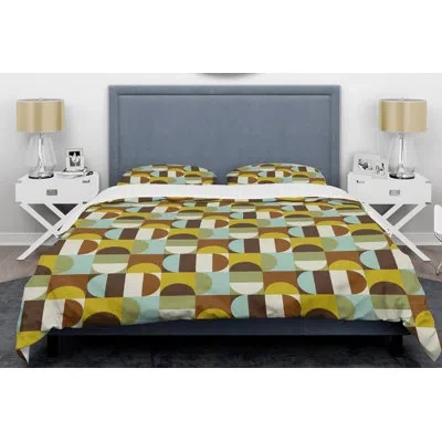 Design Art Retro S I Mid-century Duvet Cover Set In Brown
