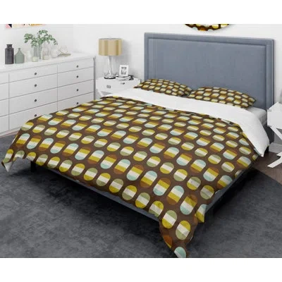Design Art Retro S Mid-century Duvet Cover Set In Yellow