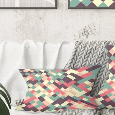 Design Art Retro Square Design Iv - Mid-century Modernprinted Throw Pillow