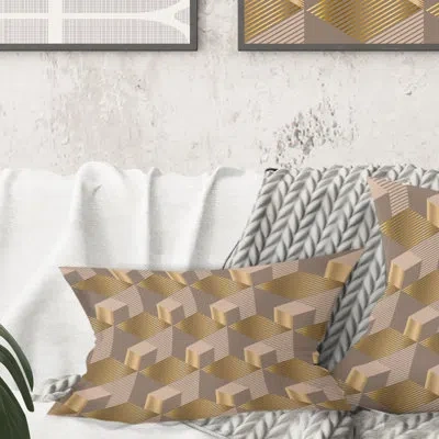 Design Art Retro Square Design V - Mid-century Modernprinted Throw Pillow