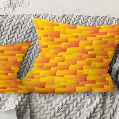 Design Art Retro Square Design Viii - Mid-century Modern Printed Throw Pillow In Yellow