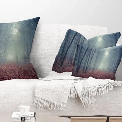 Design Art Retro Style Misty Path In Forest - Landscape Printed Pillow