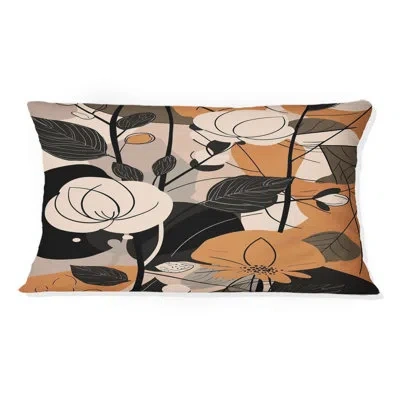 Design Art Retro Terracotta Roses Illustration - Abstract Botanicals Printed Throw Pillow In Brown;orange