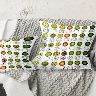 Design Art Retro Tree Top Design - Mid-century Modern Printed Throw Pillow In Green