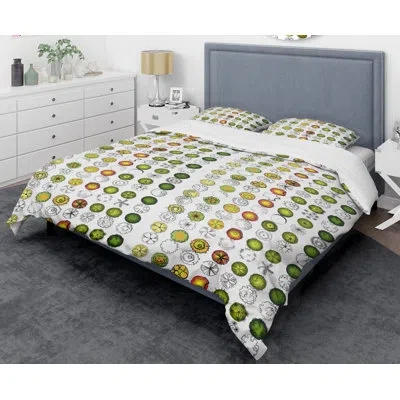 Design Art Retro Tree Top Mid-century Duvet Cover Set In Green