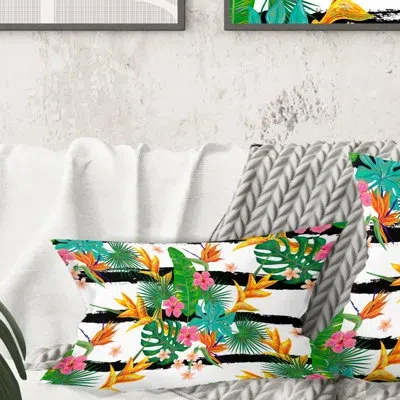 Design Art Retro Tropical Leaves Ii - Mid-century Modern Printed Throw Pillow