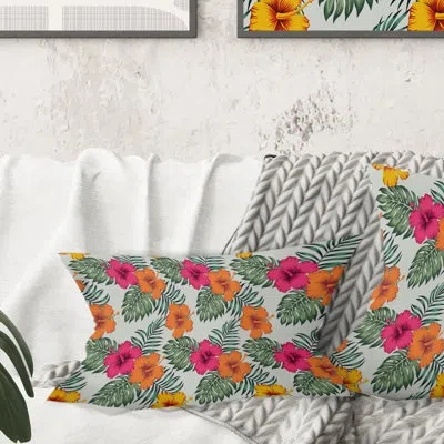 Design Art Retro Tropical Leaves Iii - Mid-century Modern Printed Throw Pillow