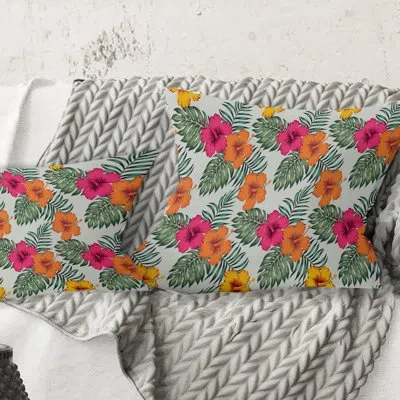 Design Art Retro Tropical Leaves Iii - Mid-century Modern Printed Throw Pillow In Green