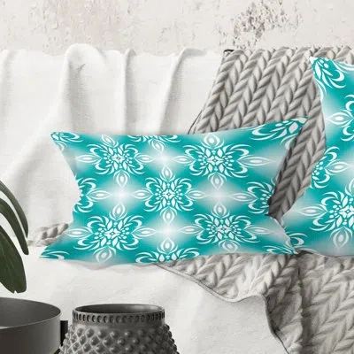 Design Art Retro Turquoise Pattern - Mid-century Modern Printed Throw Pillow
