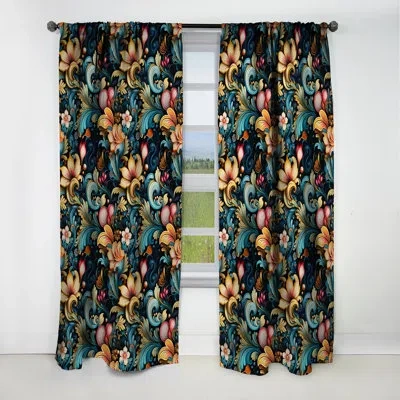 Design Art Retro Vibes Paisley Pattern I - Floral Curtain - Blackout Floral Curtain - 1 Panels In Multi-color
