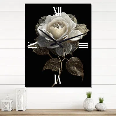 Design Art Retro White Rose Portrait - Rose Wall Clock